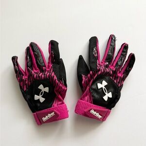Under Armour Pink & Black Softball batting Gloves